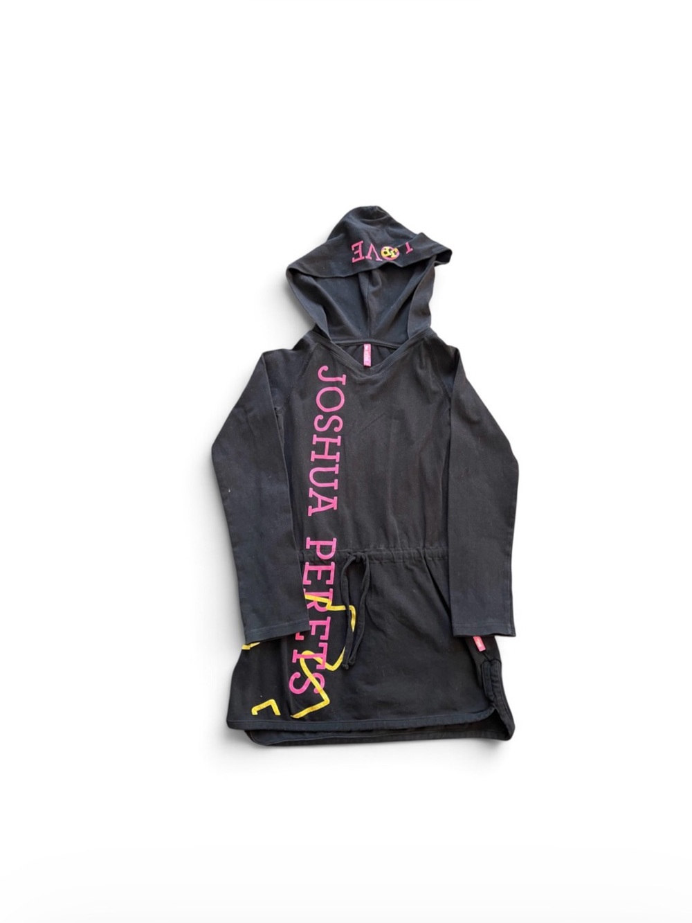 Kids Black Hoodie Dress with Pink Logo Text